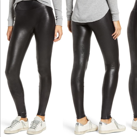SPANX Pants - Spanx Fuax Leather Leggings Black Great Condition